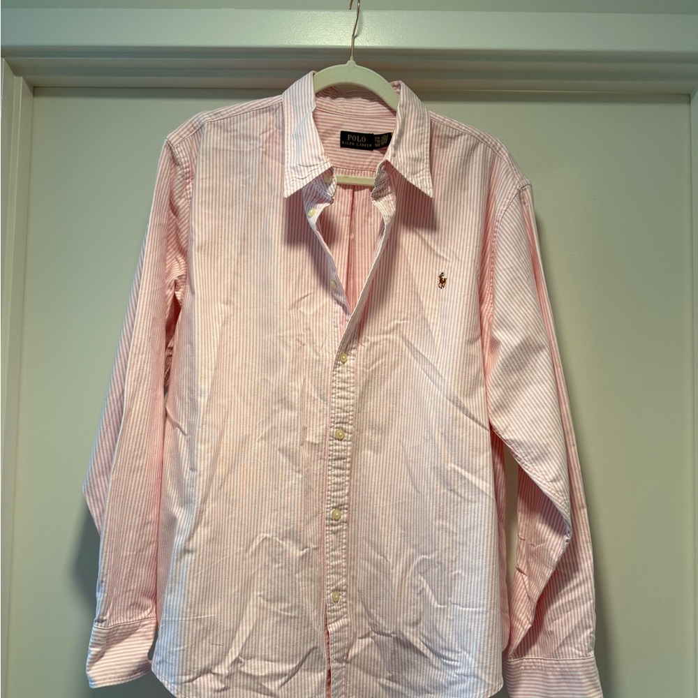 Ralph Lauren Men's Pink Striped Button Down Shirt